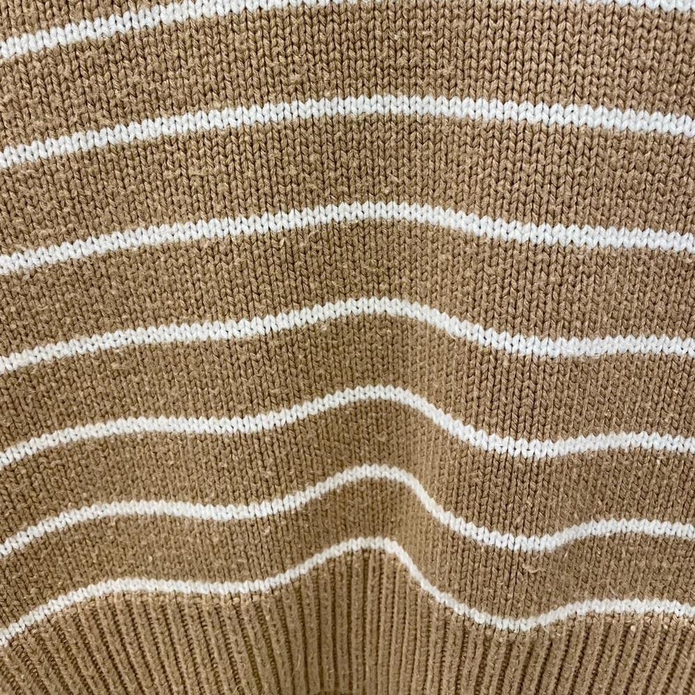 T Tahari Saddle Stripe Long Sleeve Khaki Sweater - Picture 6 of 6